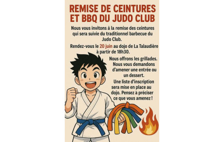 Invitation à la remise de ceintures &amp; BBQ du Judo Club
